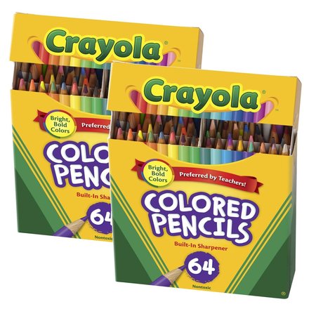 CRAYOLA Short Colored Pencils, 64 Colors Per Set, 128PK 683364